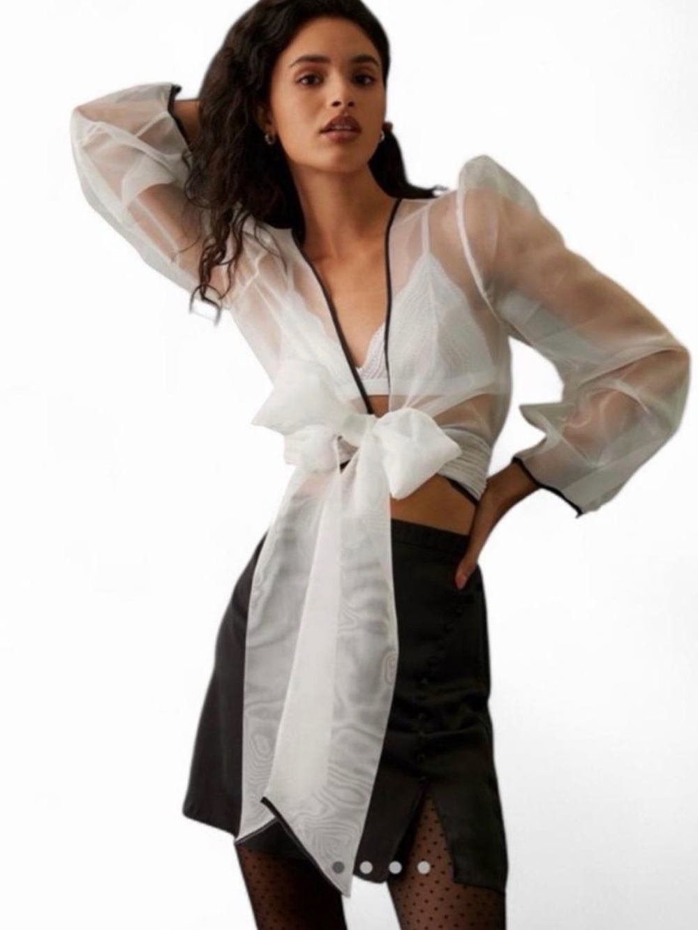 NWT Maeve Sheer Bow Front Top